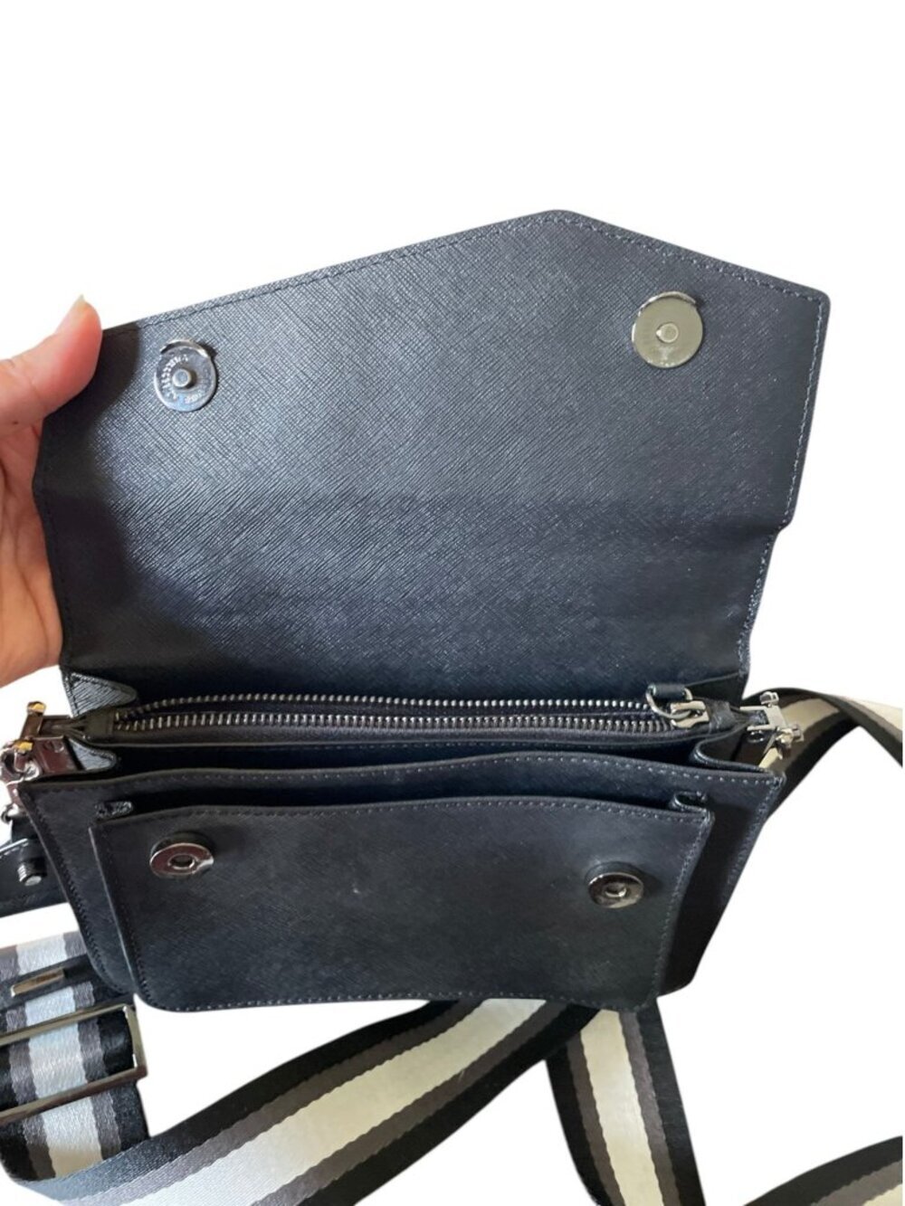 Botkier Cobble Hill Expander Leather Crossbody Bag - Black - Picture 7 of 13